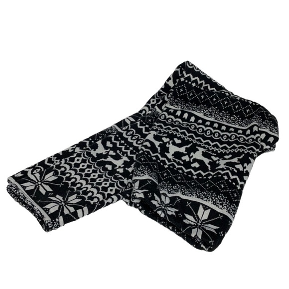 Black and Grey Warm Reindeer Leggings Size Large - Picture 1 of 10